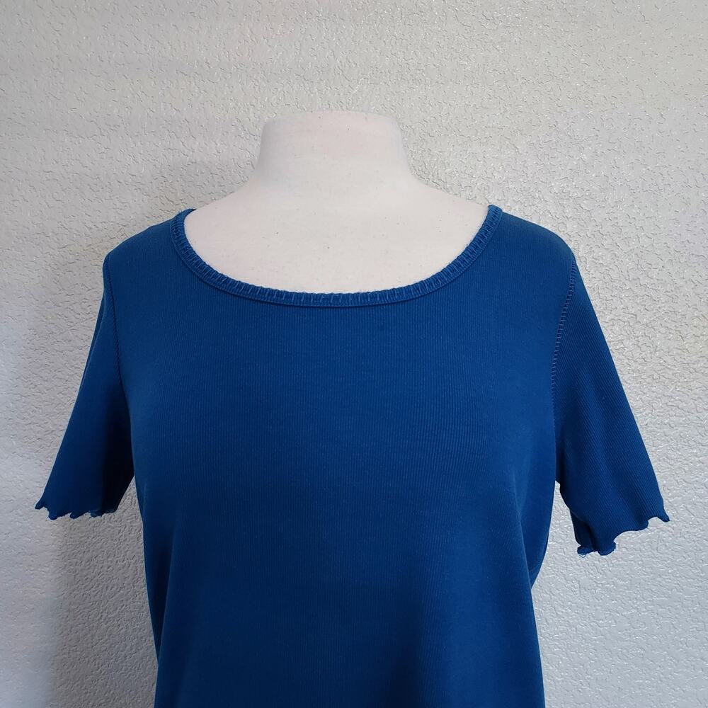 J. Jill Blue Ribbed Scoop Neck Top Size XL - Picture 2 of 11